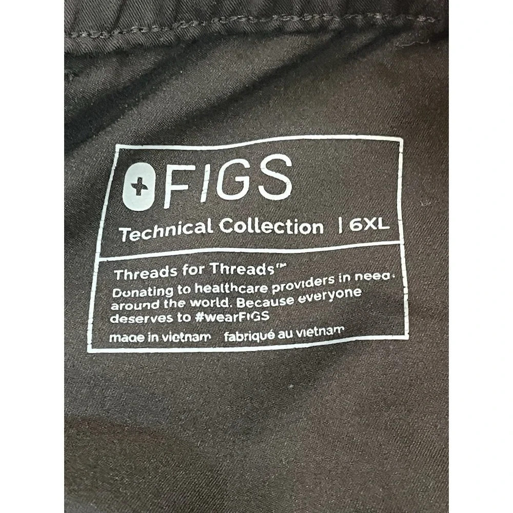 FIGS Leon Three Pocket Scrub Top 6XL Tansen Jogger Pants 6XL Black Scrub Set